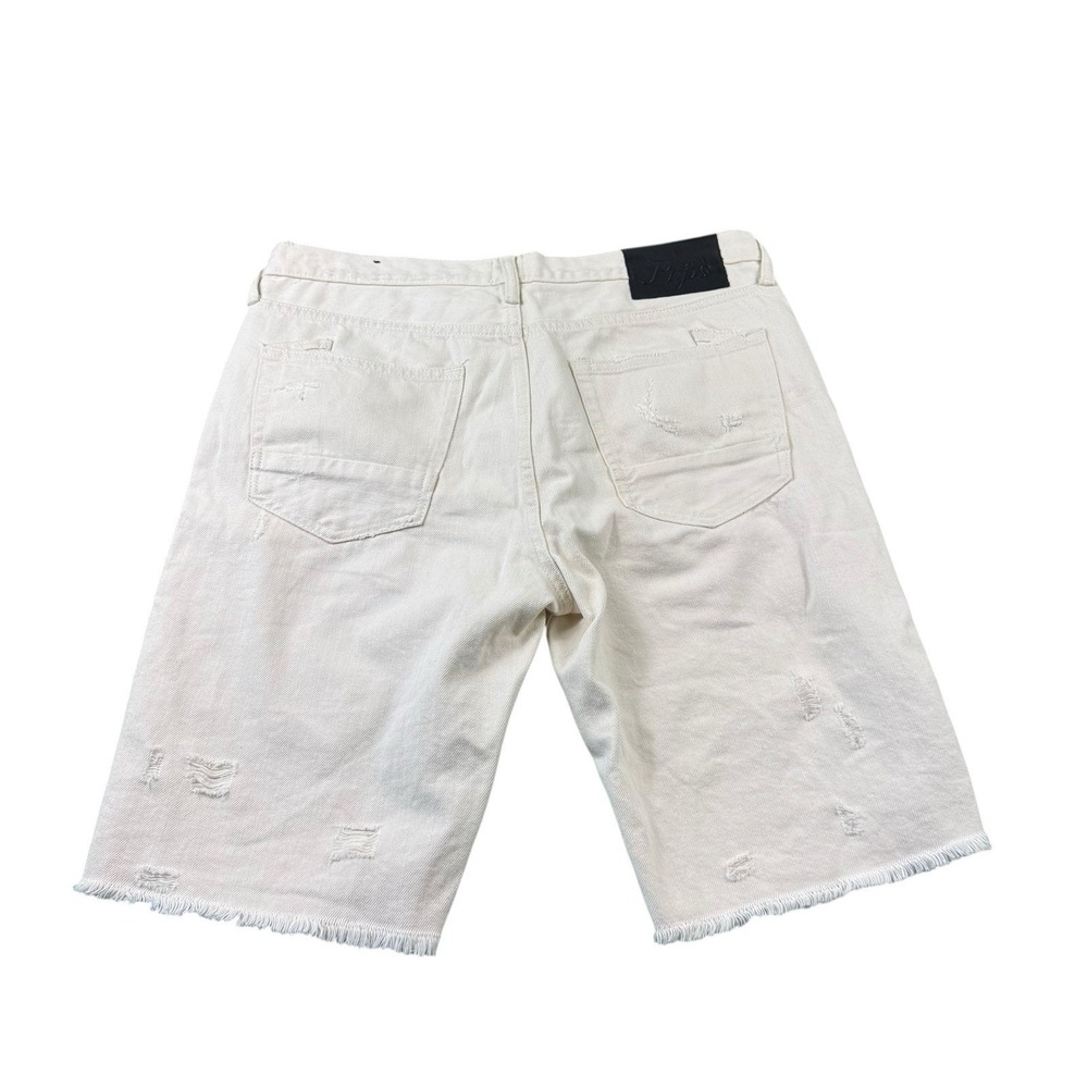 PRPS Cream Distressed Button‎ Fly Denim Challenger Short Size 32